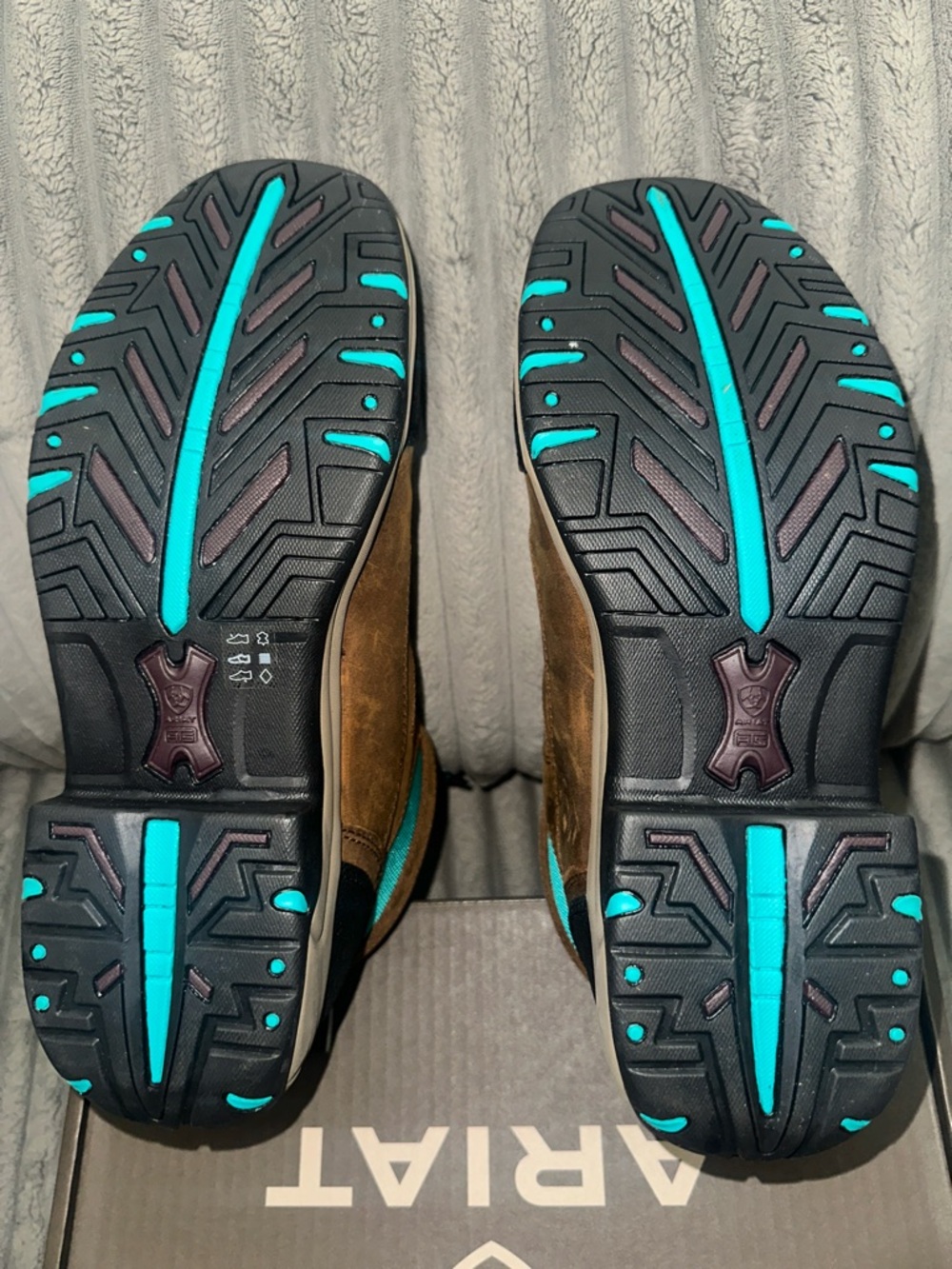 Ariat Brown Work Boots with Teal Accents - Picture 6 of 6